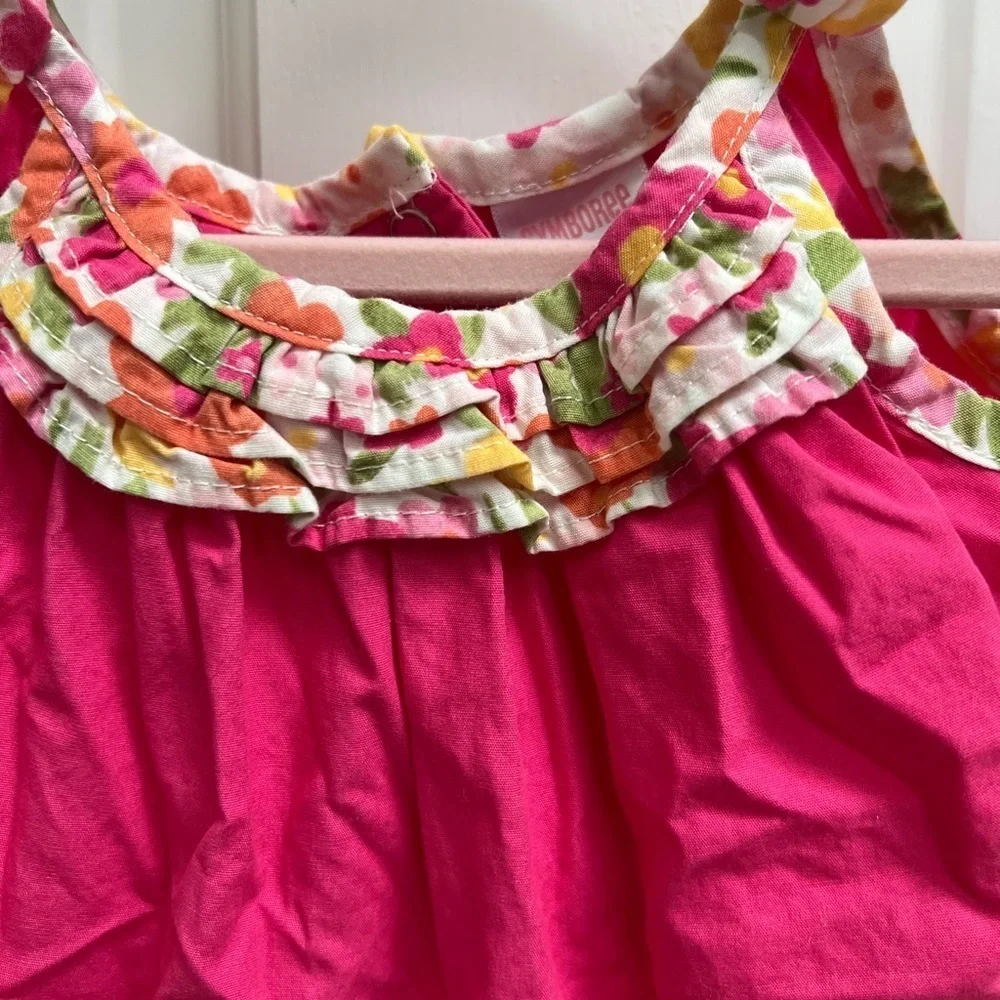 NWOT Gymboree 0-3M Hot Pink and White Floral Baby Girl Top Blouse
